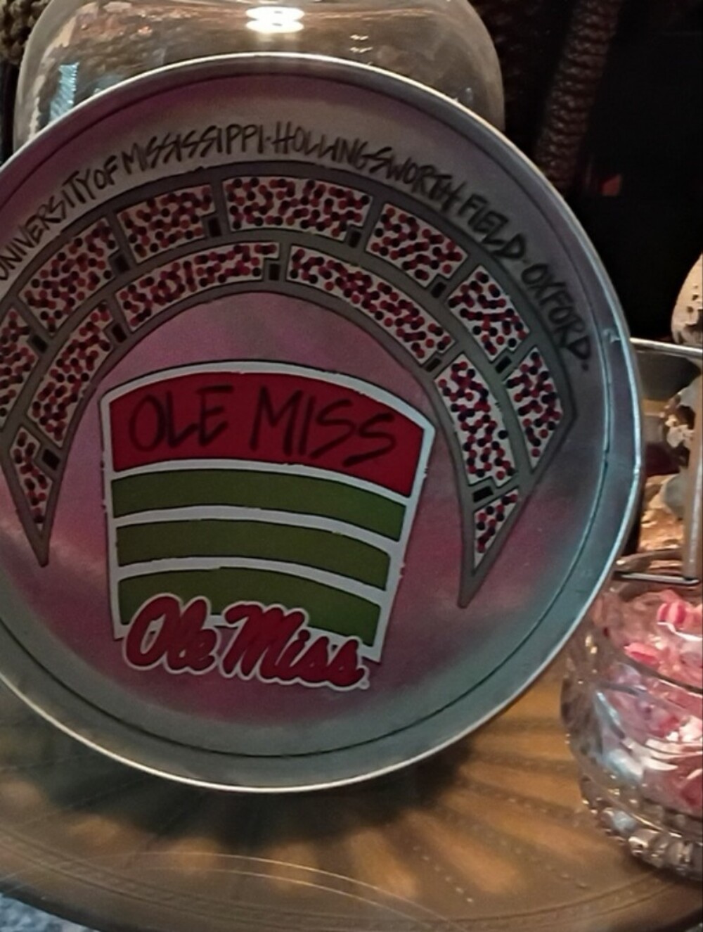 Magnolia Ole Miss Red and Green Decorative Metal Tray with Handle